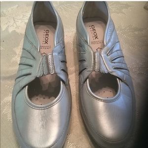 GEOX RESPIRA SILVER FLATS MARYJANES